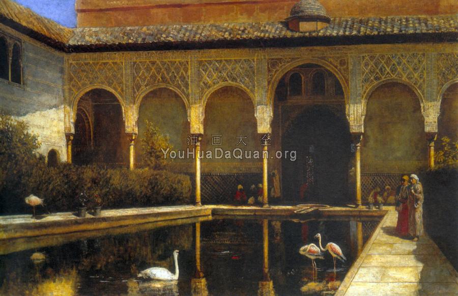 A Court in The Alhambra in the Time of the Moors - 埃德温·罗德·威克斯